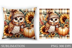 Fall Owl Pillow Design. Fall Pillow Sublimation Product Image 1