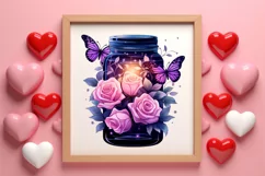 Valentine Flowers In Jar Clipart, Valentine Couplet Product Image 3