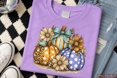 Blue Bow Pumpkin PNG | Leopard Polka Dot Fall Pumpkin Sublim Product Image 3