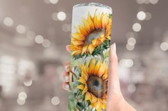 Sunflowers Tumbler Sublimation | Watercolor Seamless Wrap Product Image 3