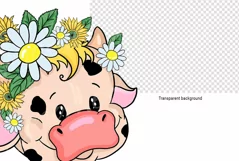 sublimation funny cow, summer cow, summer png, cow with dais Product Image 3