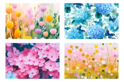Cartoon Flowers Cosmetic Bag, Floral Cosmetic Bag PNG Product Image 3