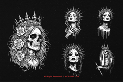 10 Bundle Dark Art Dark Queen Skull Princess Skeleton Girl Product Image 5