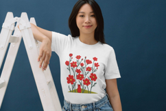 Red Wildflower Garden Embroidery Design Product Image 3