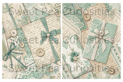 Shabby Chic, Blue/Green, Paper, Floral, Papers, Junk Journal Product Image 3