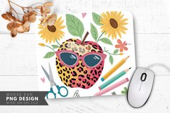 Leopard Spotted Apple with Pink Sunglasses Mouse Pad PNG Product Image 1