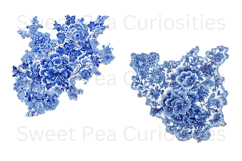 Blue Toile, Ephemera, PNG, Clipart, Junk Journal, flowers Product Image 3