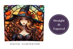 Stained Glass Halloween Witch, Stained Glass Tumbler Wrap Product Image 3