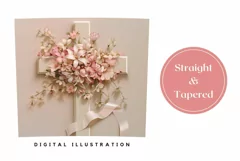 Floral Cross Sublimation Tumbler, Easter Tumbler Wrap PNG Product Image 3