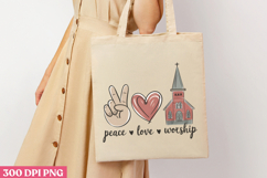 Peace Love Worship PNG, Retro Church Sublimation PNG Product Image 1
