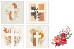 Christian Cross Square Coasters, Abstract Christian Coasters Product Image 3