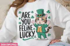 Are You Feline Lucky PNG, St Patricks Day Cat Sublimation Product Image 3
