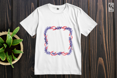 Patriotic Floral Frame Watercolor Clipart PNG Product Image 3