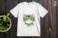 Cute Shamrock Glasses Cat Clipart Sublimation PNG Product Image 2