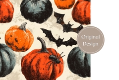 Vintage Halloween Bats Tumbler, Fall Pumpkins Tumbler Wrap Product Image 3