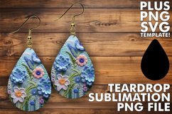 3D Floral Teardrop Earring Sublimation Product Image 1