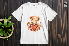 Baby Lion Holding Heart Watercolor Clipart PNG Product Image 2