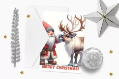 Christmas Greeting Card, Gnome Christmas Card, Reindeer Card Product Image 1