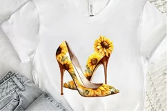 Sunflower High Heel Watercolor PNG Clipart Product Image 3