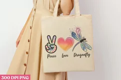 Peace Love Dragonfly PNG, Dragonfly Sublimation PNG Product Image 1