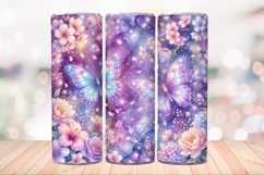 Glitter Butterfly 20 OZ Skinny Tumbler Wrap Sublimation Png. Product Image 3