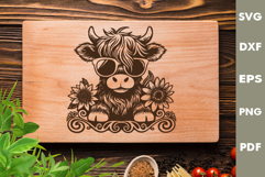 Highland cow Design, Cutting board SVG, Laser cut, Cricut Product Image 1