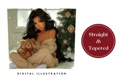 Cute Girl Tumbler Wrap Design, Christmas Tree Tumbler Design Product Image 3