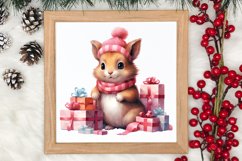 Cute Pink Christmas Animals Clipart Sublimation Product Image 3
