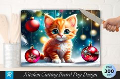 Ginger Kitten with Christmas Bauble Cutting Board PNG Product Image 1