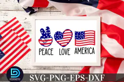 Peace love America SVG, 4th of July SVG Product Image 1