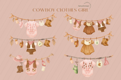 Cute Cowboy Clothesline Girl Clipart, Cowboy Baby Girl Product Image 3