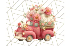 Vintage Truck Pumpkin and Fall Flowers PNG Clipart, Autumn Product Image 3