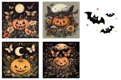 Halloween Pumpkin Square Coasters, Moon Square Coaster Print Product Image 3