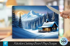 Cozy Cabin Bamboo Christmas Cutting Board PNG Design Product Image 1