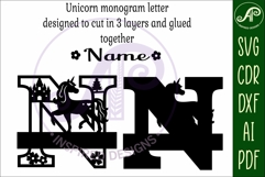 Unicorn Capital Monogram Letter name sign N SVG Product Image 3