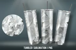 3D White Flowers Tumbler Sublimation Designs PNG Product Image 3