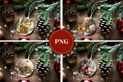 Watercolor Santa Sleigh Ornaments, Fireplace Ornament PNG Product Image 3