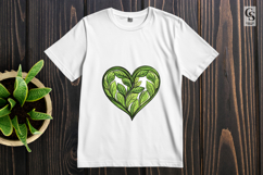 Green Leaf Heart Clipart Botanical Sublimation PNG Product Image 2
