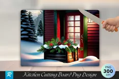 Festive Wooden Crate by Snowy Doorway Cutting Board PNG Product Image 1