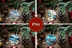 Watercolor Christmas Village Ornaments, Winter Ornament PNG Product Image 3