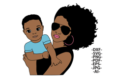 Mother and Child SVG Bundle Afro Girl and Boy Clipart Product Image 3
