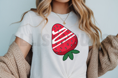 Cartoon Strawberry Illustration With White Stripes On White Product Image 3