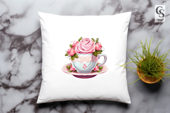 Vintage Floral Teacup Clipart Sublimation PNG Product Image 3