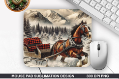 Horse Drawn Mouse Pad Sublimation, Christmas Mouse Pad PNG Product Image 1
