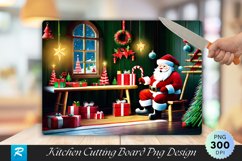 Santa&#039;s Workshop Bamboo Cutting Board Sublimation Design Product Image 1