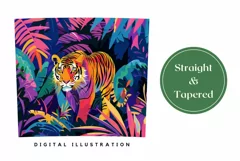 Colorful Tiger Tumbler Wrap, Neon Tropical Leaves Tumbler Product Image 3