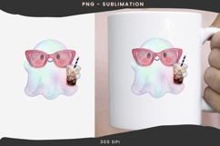 Pastel Halloween Ghost PNG | Cute Coffee Ghost Sublimation Product Image 3