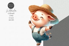 Farm animals clipart, Piglet clipart, Watercolor clipart Product Image 1