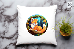 Cute Fox In Forest Leaves Clipart Sublimation PNG Product Image 3