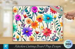 Colorful Flowers Cutting Board Sublimation Design Product Image 1